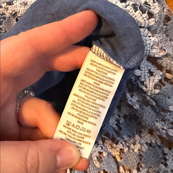 Free people beach Blue tunic Sweater with Lace Hem size M/L - Picture 7 of 11